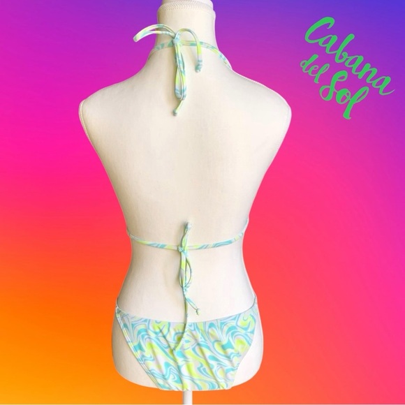 Swirl Bikini - Teal and Yellow ( with cover-up) - Picture 10 of 15